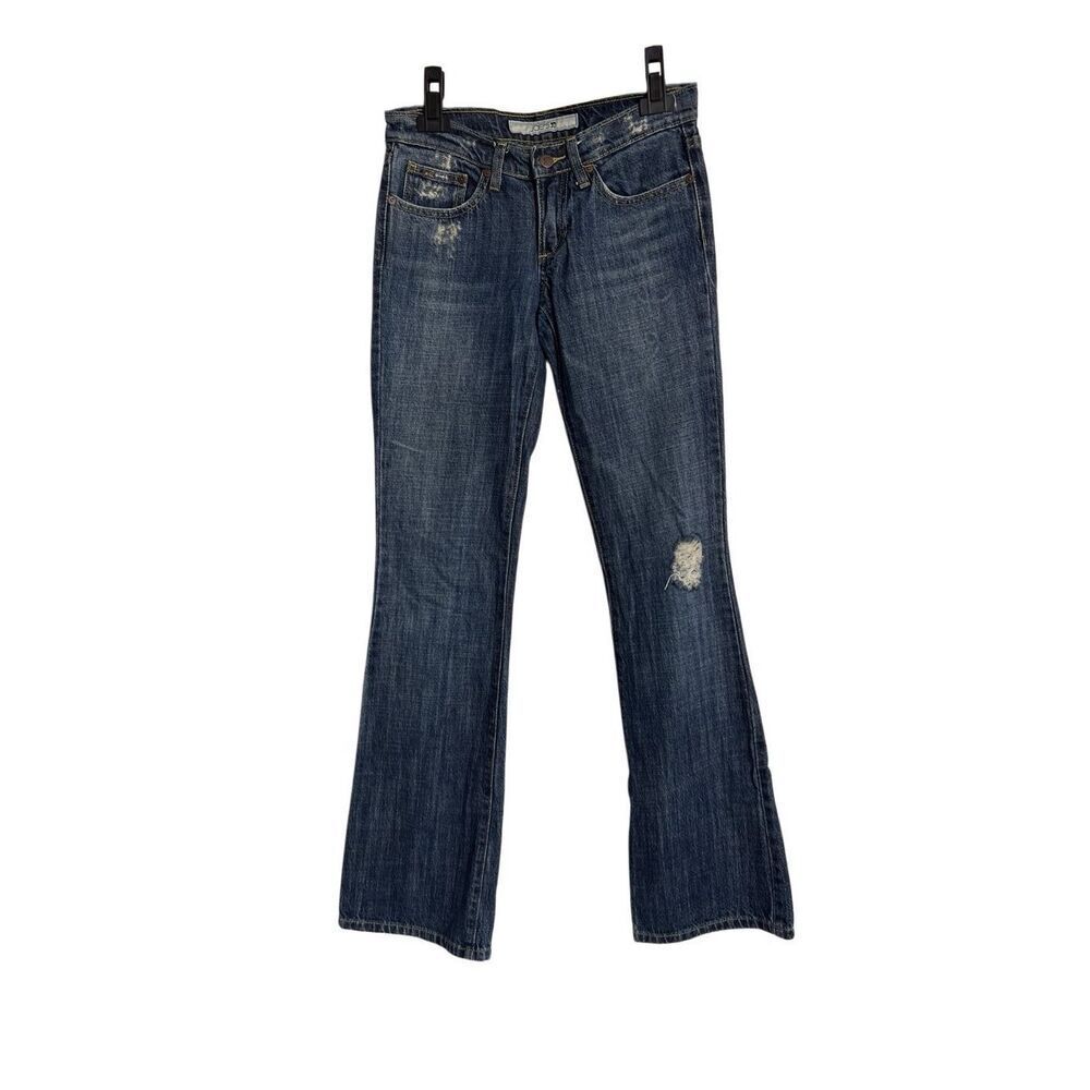 Joe's Jeans Womens Size 26 Blue Eno Flared Low Rise Distressed Whisker Cotton‎